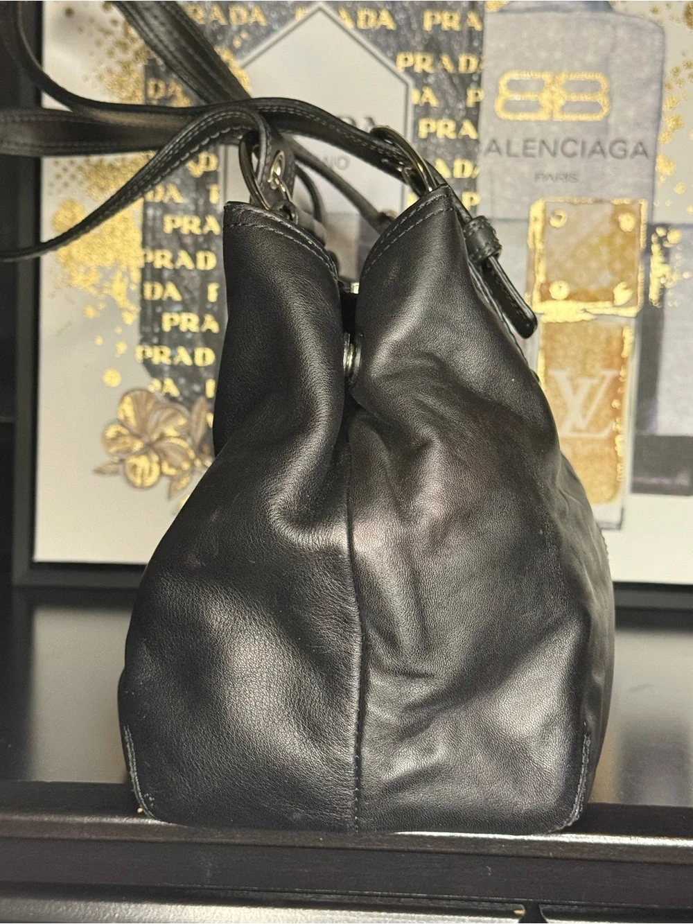 Coach Hampton Soho Black Leather Tote Satchel Shoulder Bag